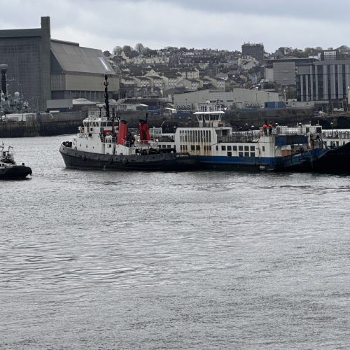 TAMAR II leaves Torpoint for journey to Falmouth for refit