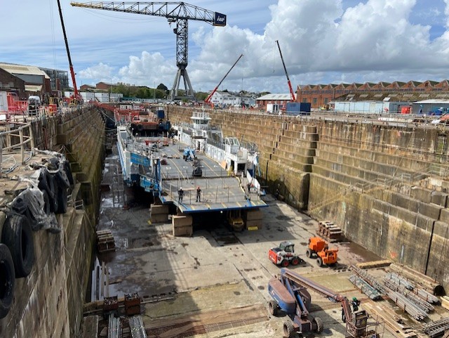 Torpoint Ferry LYNHER in a dry dock for a refit